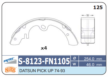 Zapata de freno para DATSUN PICK UP 74 93 marca FRITEC Zapata